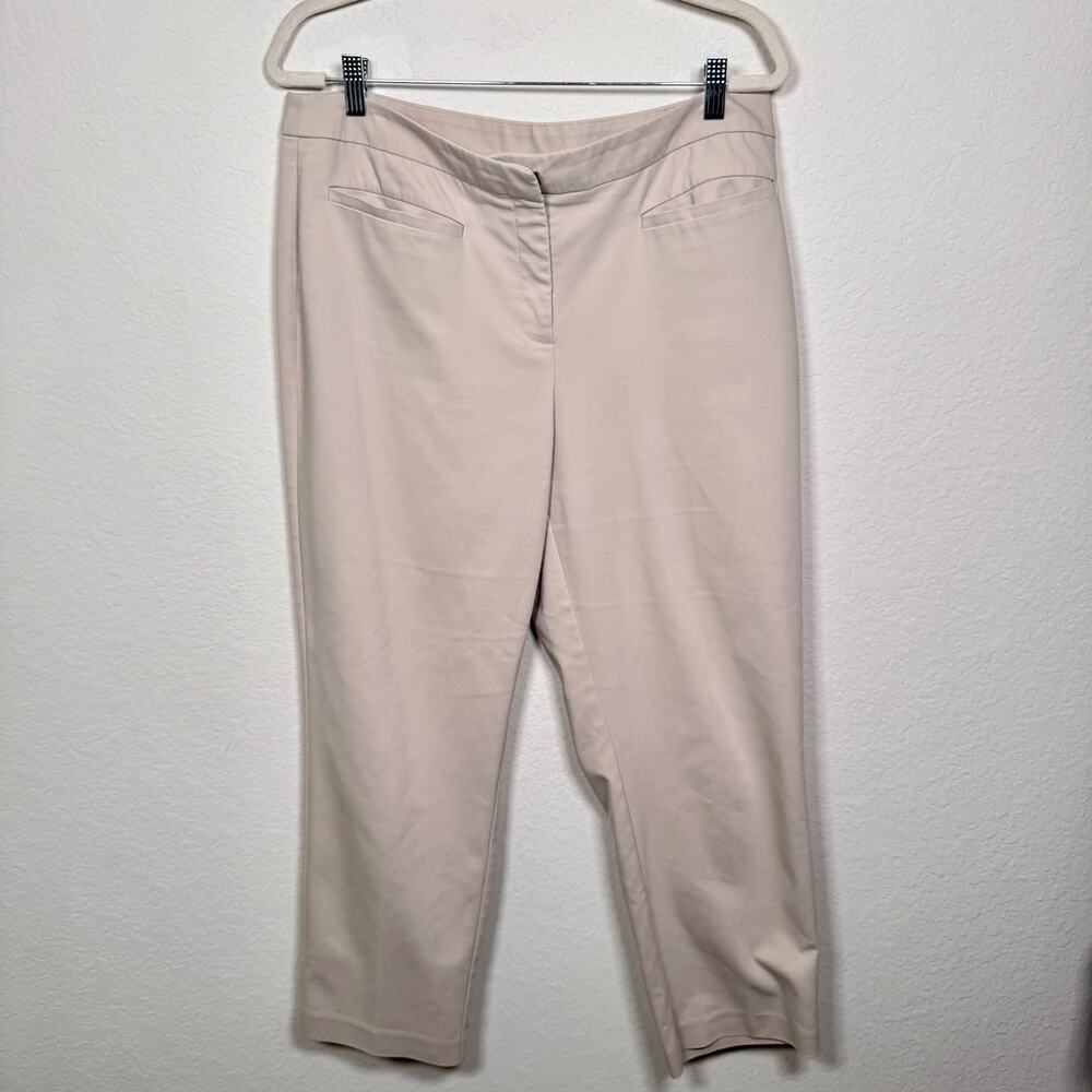 Chico's Womens Fabulously Slimming Pants Size L Ankle Neutral Minimal Office Tan